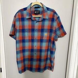 Carhartt Mens Rugged Flex Relaxed Fit Lightweight Plaid Short Sleeve Button Down
